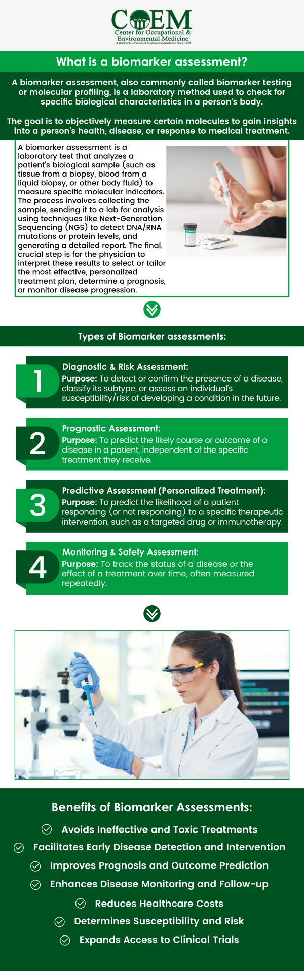 Unlock the power of personalized health with Biomarker Assessments at COEM in Charleston, SC. Our advanced assessments help identify key biomarkers, offering valuable insights into your health and wellness. By understanding your unique biological markers, we can tailor a treatment plan that supports your long-term health goals. Trust our team to guide you on your journey to better health with precise, data-driven care. For more information, contact us today or book an appointment online. We are conveniently located at 7510 North Forest Drive North Charleston, SC 29420. Patients routinely fly in to be evaluated by COEM, as we serve patients nationally and internationally. To discover if you or someone you care about may have developed PANS, please contact us to learn more. Extensive and specialized testing is available and almost invariably very helpful. Unlock the power of personalized health with Biomarker Assessments at COEM in Charleston, SC. Our advanced assessments help identify key biomarkers, offering valuable insights into your health and wellness. By understanding your unique biological markers, we can tailor a treatment plan that supports your long-term health goals. Trust our team to guide you on your journey to better health with precise, data-driven care. For more information, contact us today or book an appointment online. We are conveniently located at 7510 North Forest Drive North Charleston, SC 29420. Patients routinely fly in to be evaluated by COEM, as we serve patients nationally and internationally. To discover if you or someone you care about may have developed PANS, please contact us to learn more. Extensive and specialized testing is available and almost invariably very helpful.
